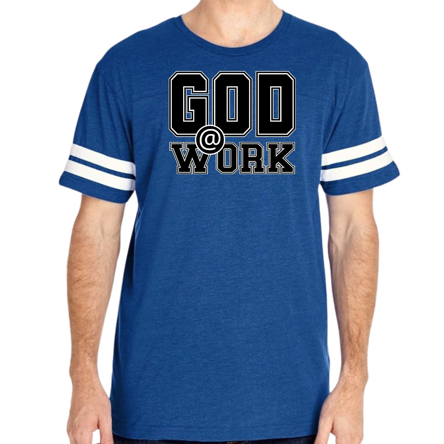 Mens Vintage Sport T-shirt God @ Work Print-3