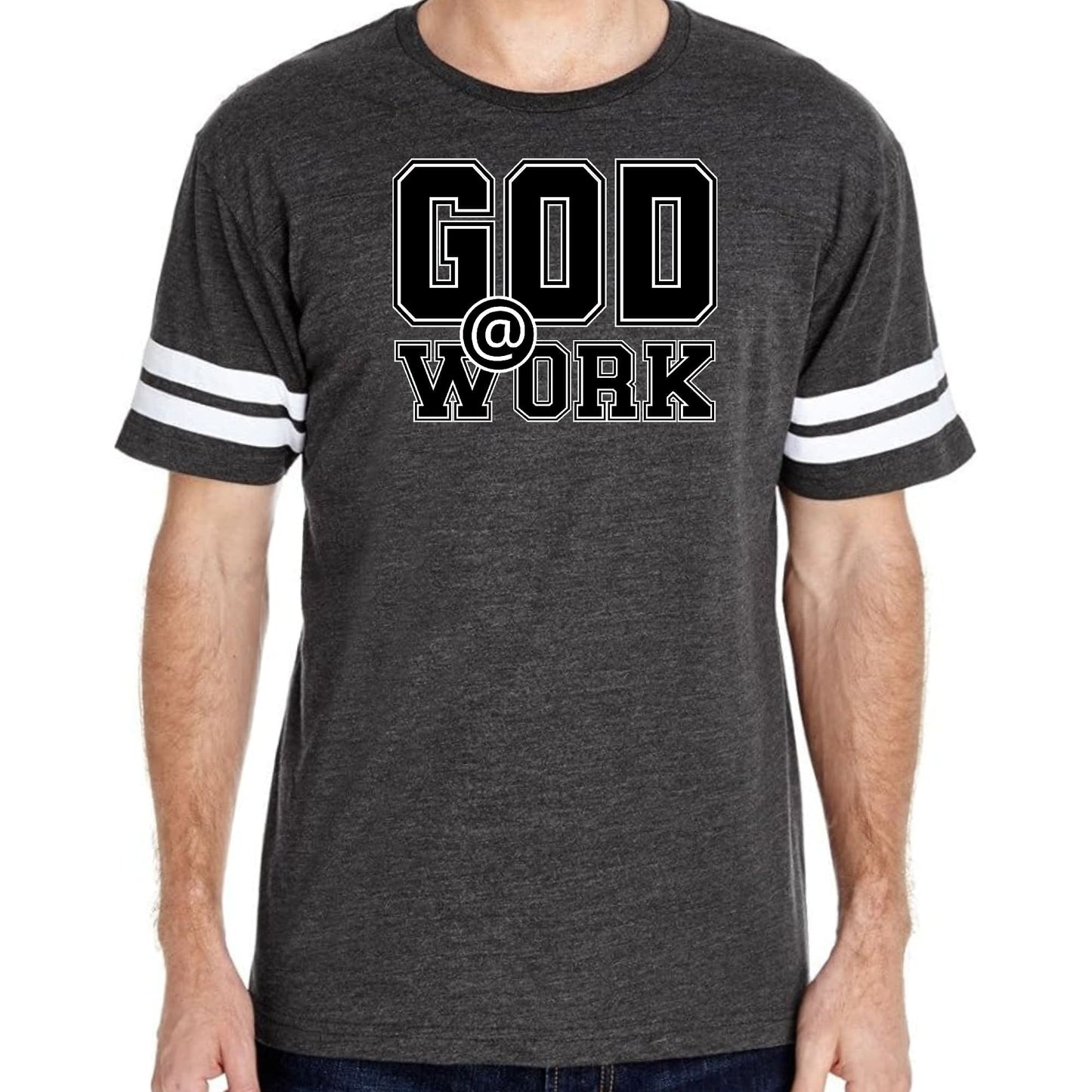 Mens Vintage Sport T-shirt God @ Work Print-4