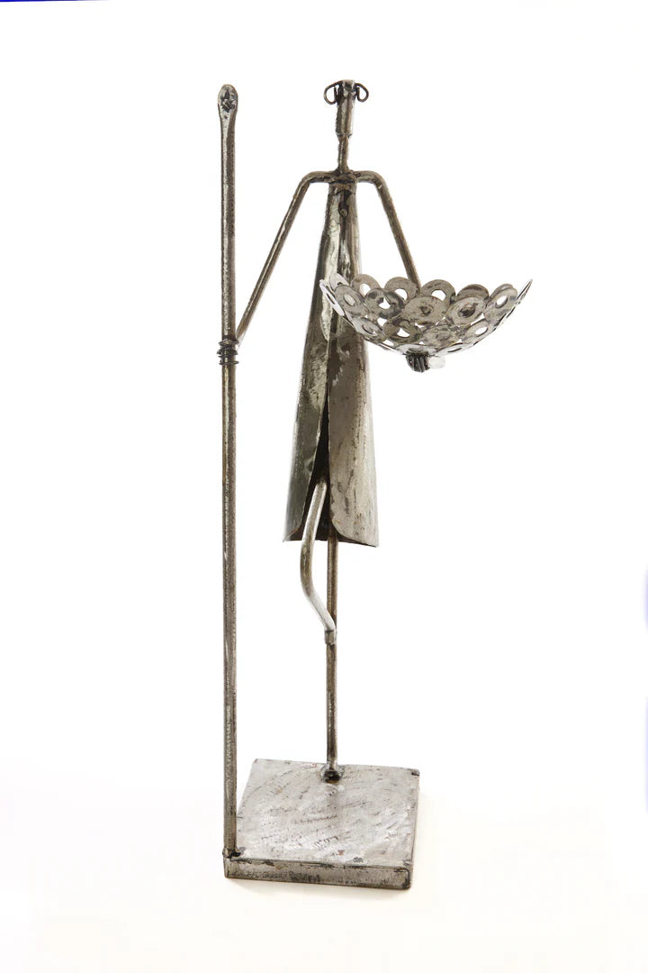 2 Recycled Metal Warrior Bowl Sculptures