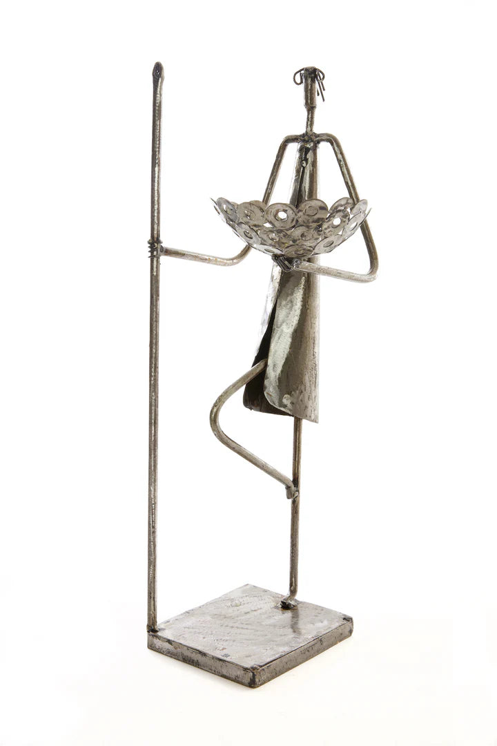 2 Recycled Metal Warrior Bowl Sculptures