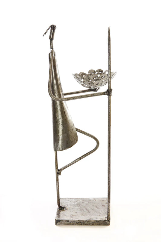 2 Recycled Metal Warrior Bowl Sculptures