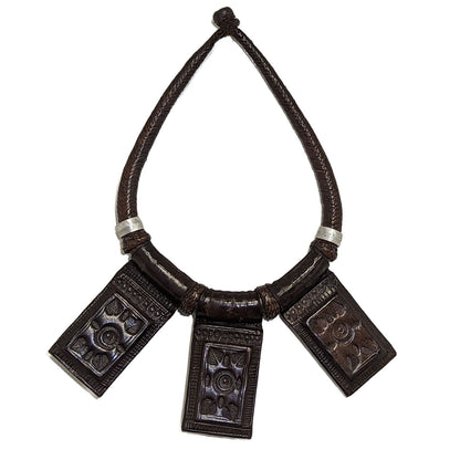 Gri Gri Protection Necklace | Brown Leather-1