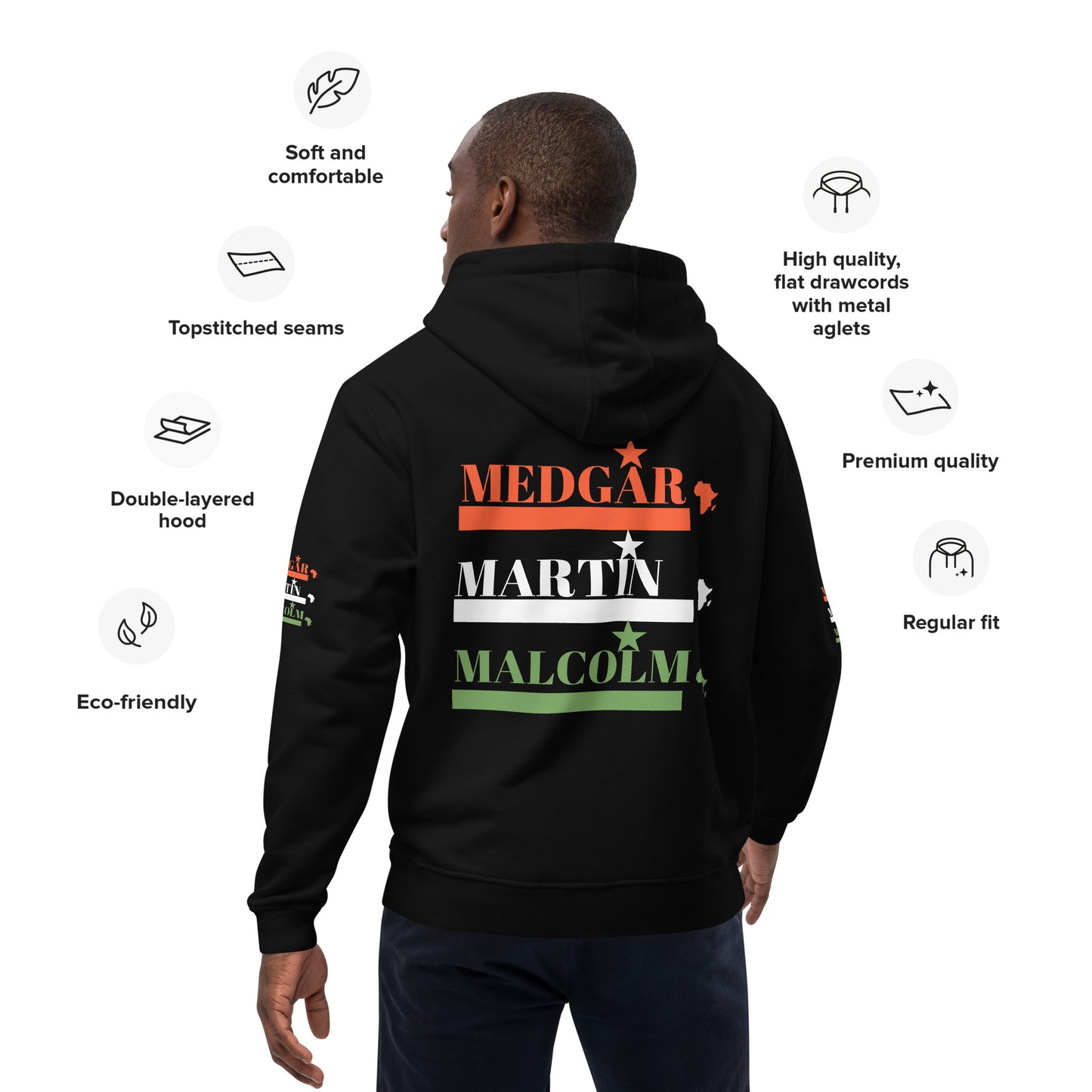 MEDGAR MARTIN MALCOLM STARS Premium Eco Hoodie by SobG Designs Premium