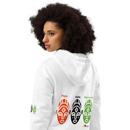 AFRICAN MASKS RED, BLACK, GREEN Premium Eco Hoodie by SobG  Designs