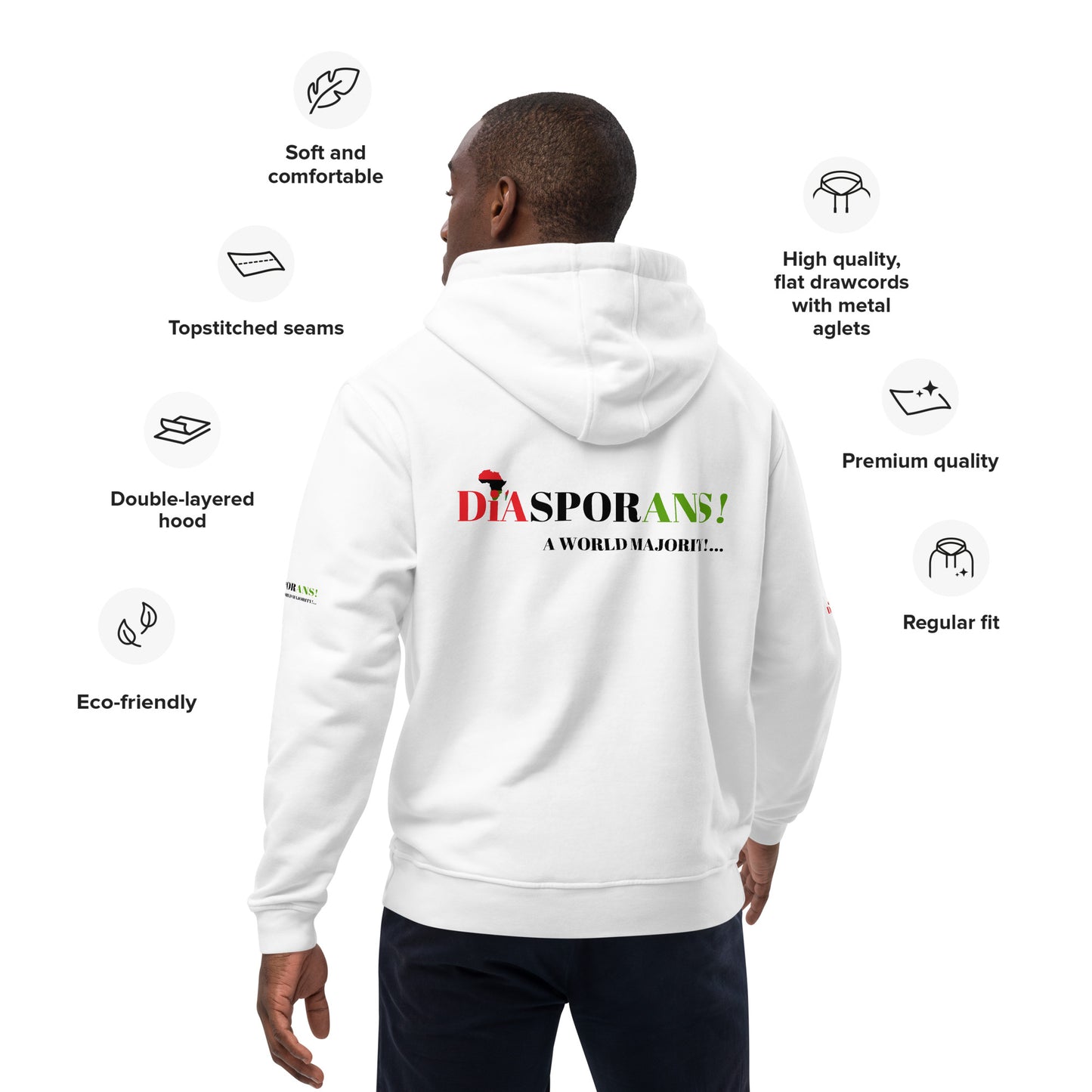DIASPORANS! A WORLD MAJORITY Premium Eco Hoodie by SobG Designs