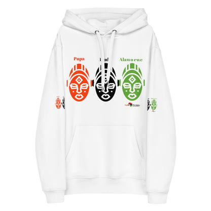 AFRICAN MASKS RED, BLACK, GREEN Premium Eco Hoodie by SobG  Designs