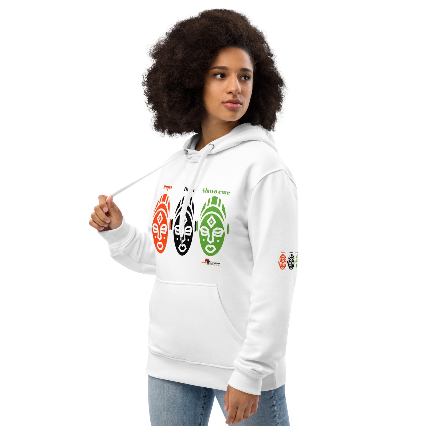AFRICAN MASKS RED, BLACK, GREEN Premium Eco Hoodie by SobG  Designs