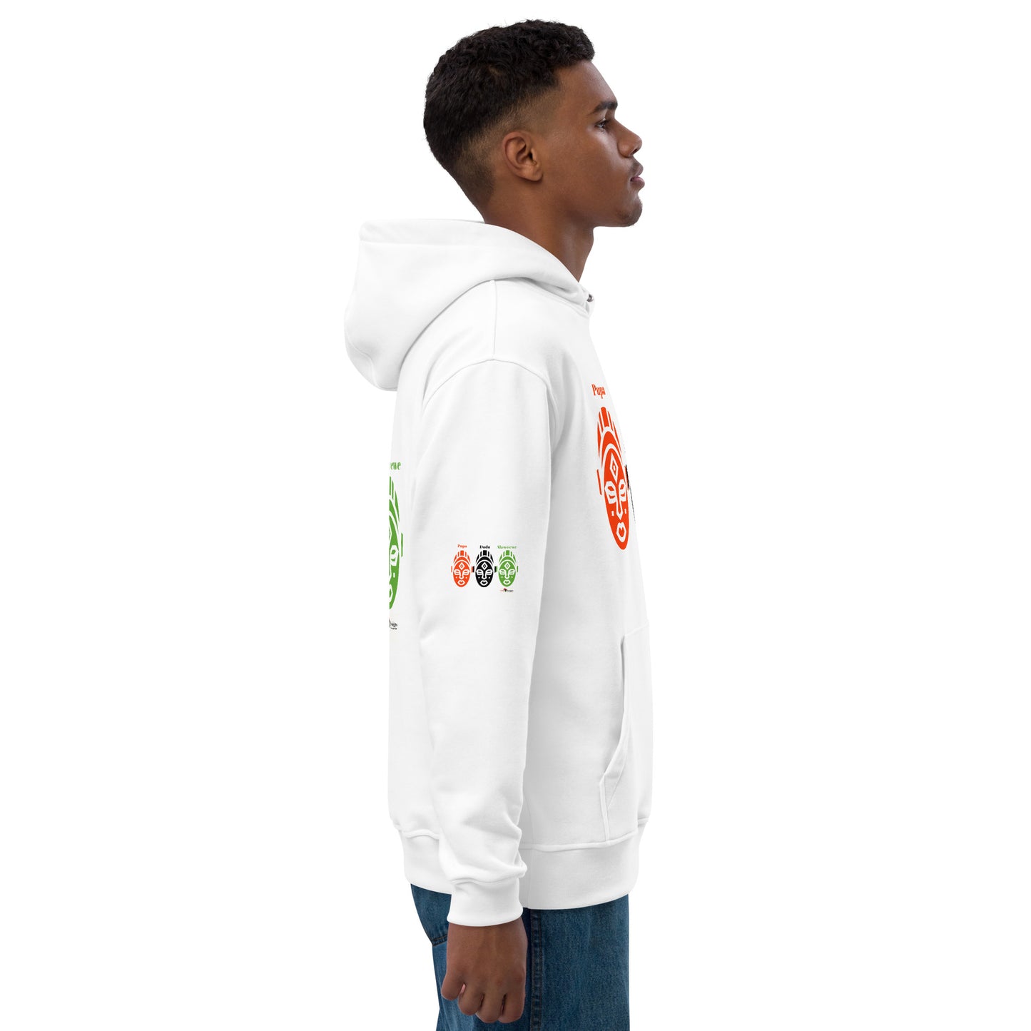 AFRICAN MASKS RED, BLACK, GREEN Premium Eco Hoodie by SobG  Designs