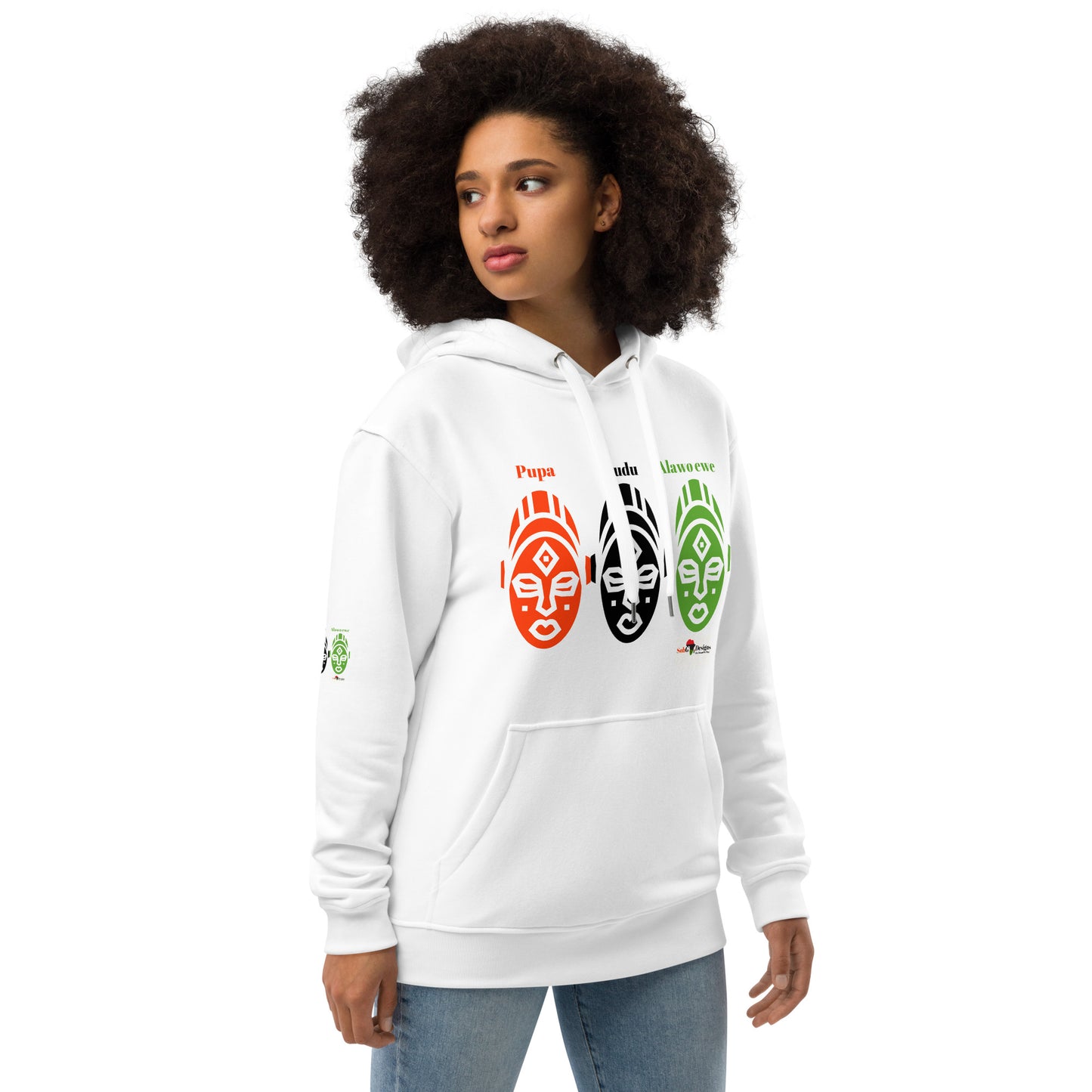 AFRICAN MASKS RED, BLACK, GREEN Premium Eco Hoodie by SobG  Designs