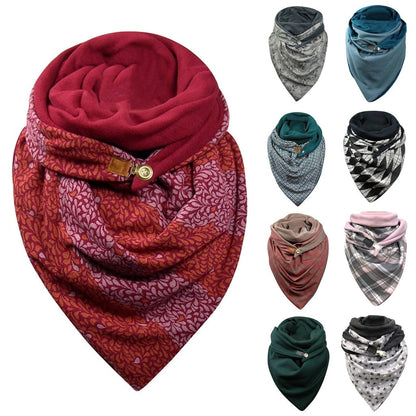 Fashion Scarves Women Soild Dot Printing Button Soft Wrap Casual Warm Scarves Shawls-4