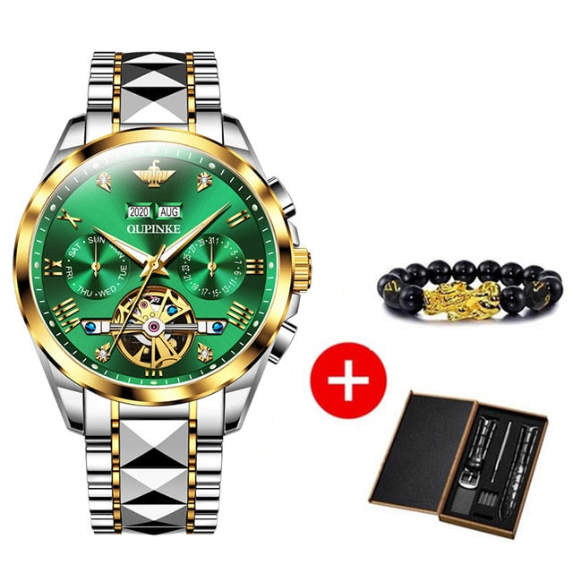 Luxury Men Watches Automatic Sapphire Green Watch Men Tungsten steel Waterproof Business Sport Mechanical Wristwatch-2