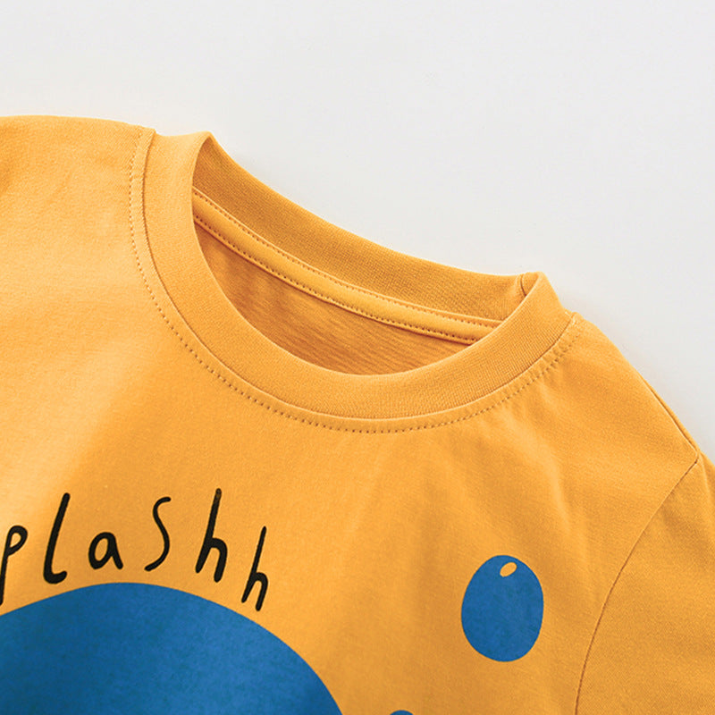 Summer Baby Kids Fish Pattern T-shirt and Shorts Clothing Set for Boys-2