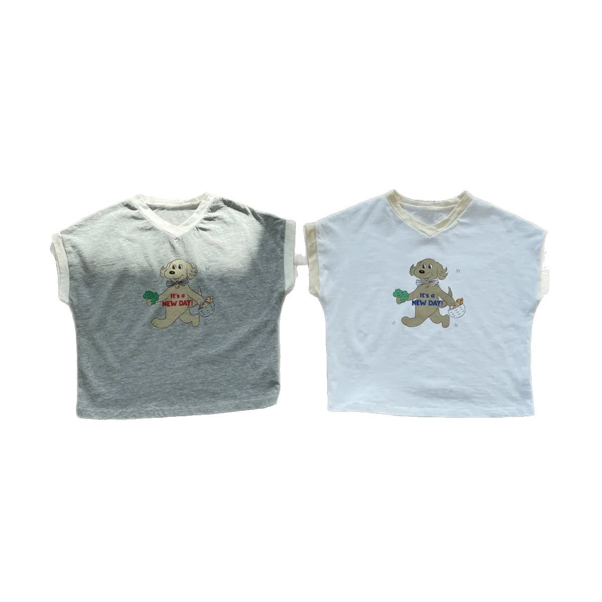 Casual Short Sleeves Summer New Children’s T-shirt, Unisex Baby Cartoon V Neck Top-3