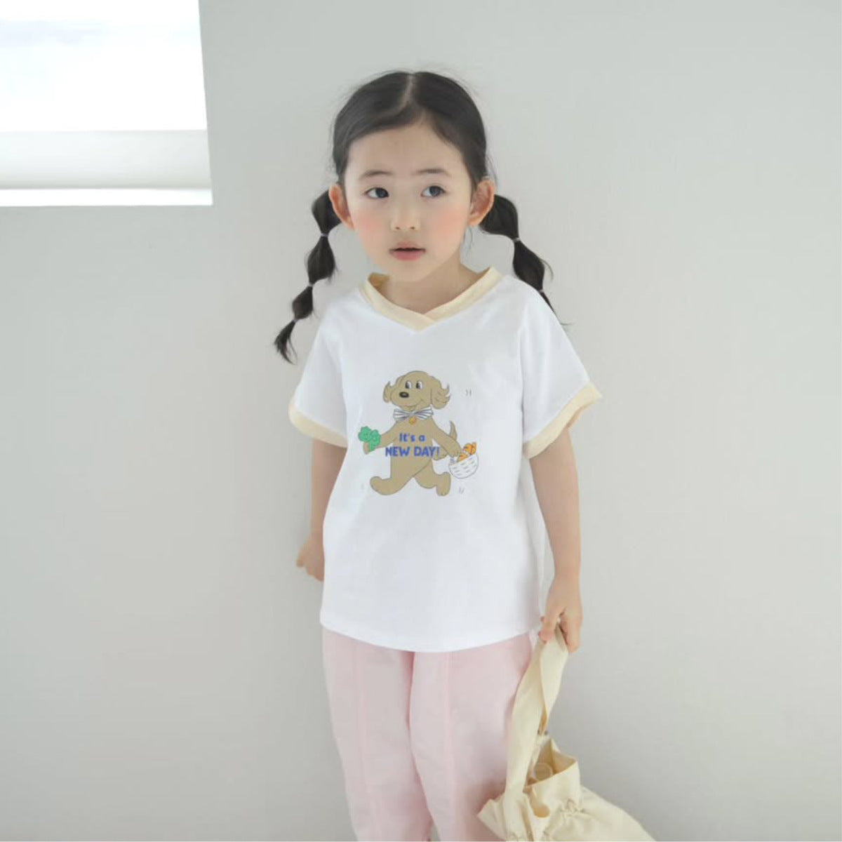Casual Short Sleeves Summer New Children’s T-shirt, Unisex Baby Cartoon V Neck Top-0