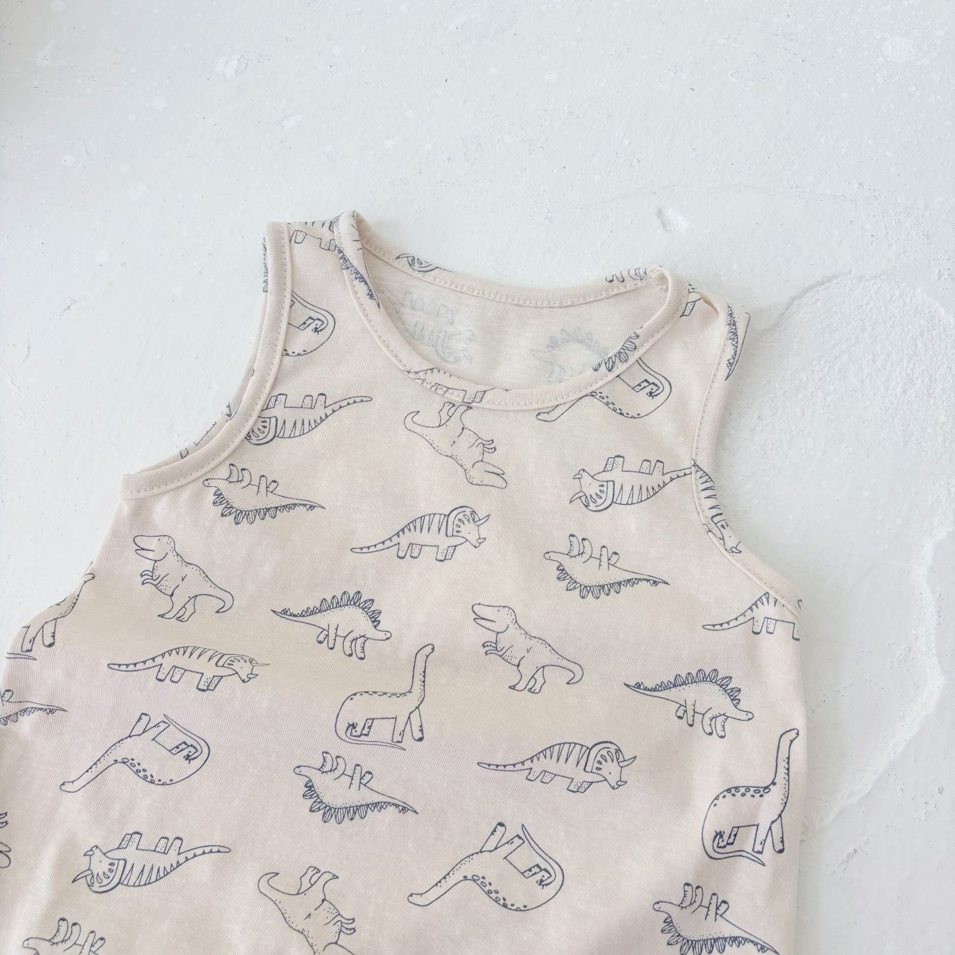 Summer Arrival Baby Unisex Simple Dinosaurs Pattern Sleeveless Crew Neck Rompers-4