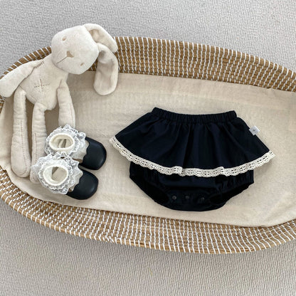 Arrival Autumn Baby Girls Long Sleeves Simple Top Shirt and Lace Facing Bloomers – Matching Set-1