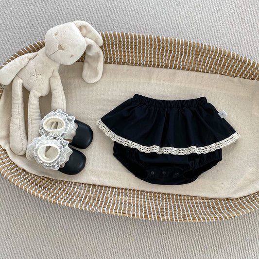 Arrival Autumn Baby Girls Long Sleeves Simple Top Shirt and Lace Facing Bloomers – Matching Set-1