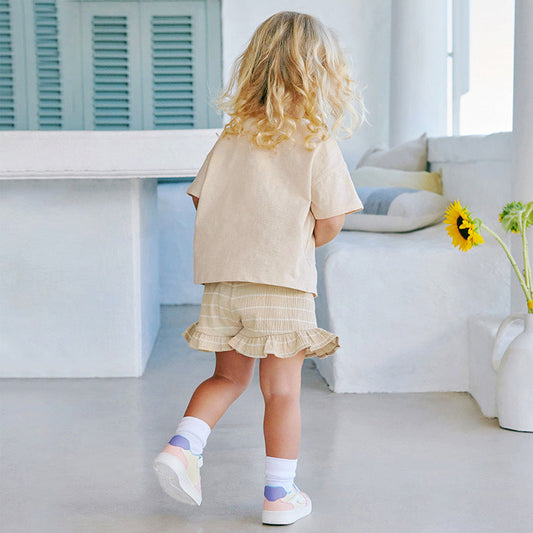 Summer Baby Kids Unicorn Cartoon Pattern T-shirt and Striped Bloomers Clothing Set for Girls-1