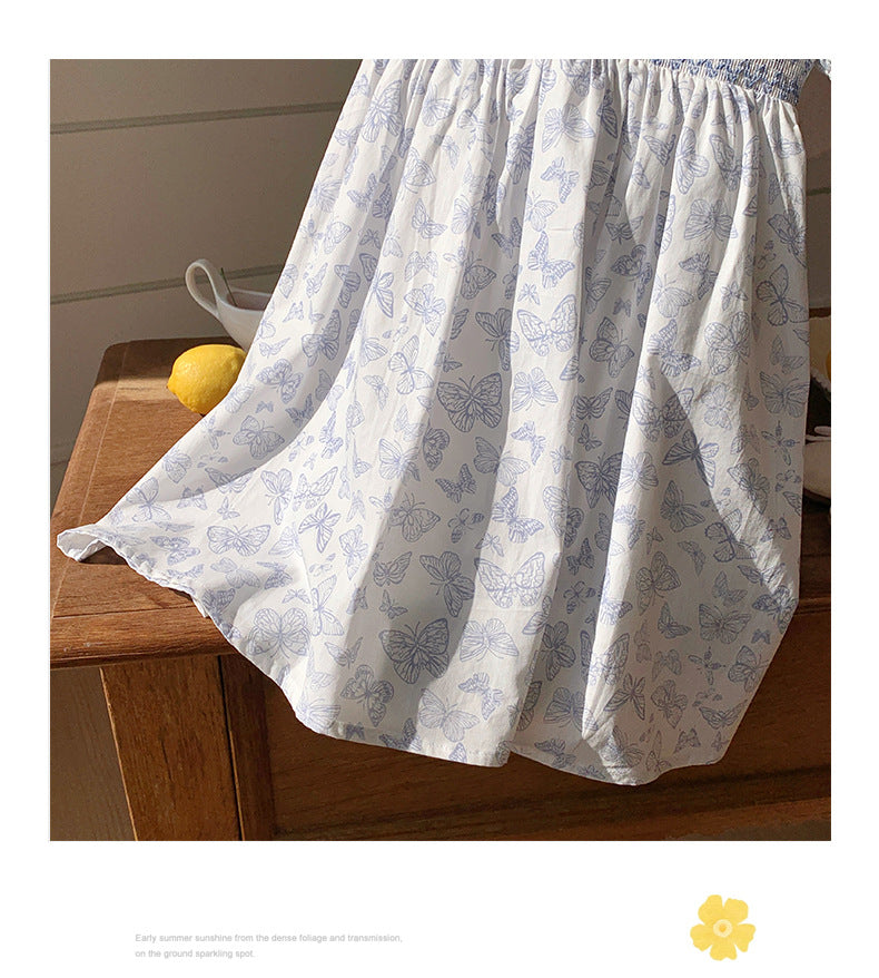 Summer Baby Kids Girls Short Sleeves Butterfly Pattern Printed Dress-2