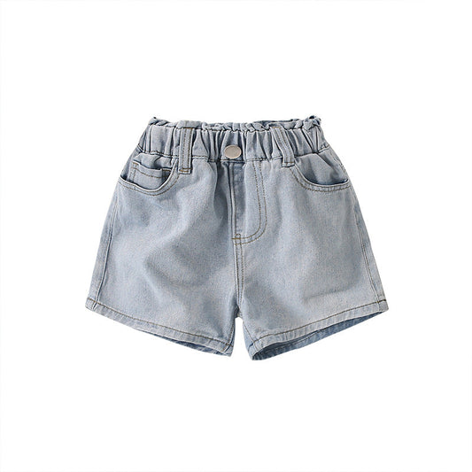 Baby Denim Blue Western Style Casual Shorts-0