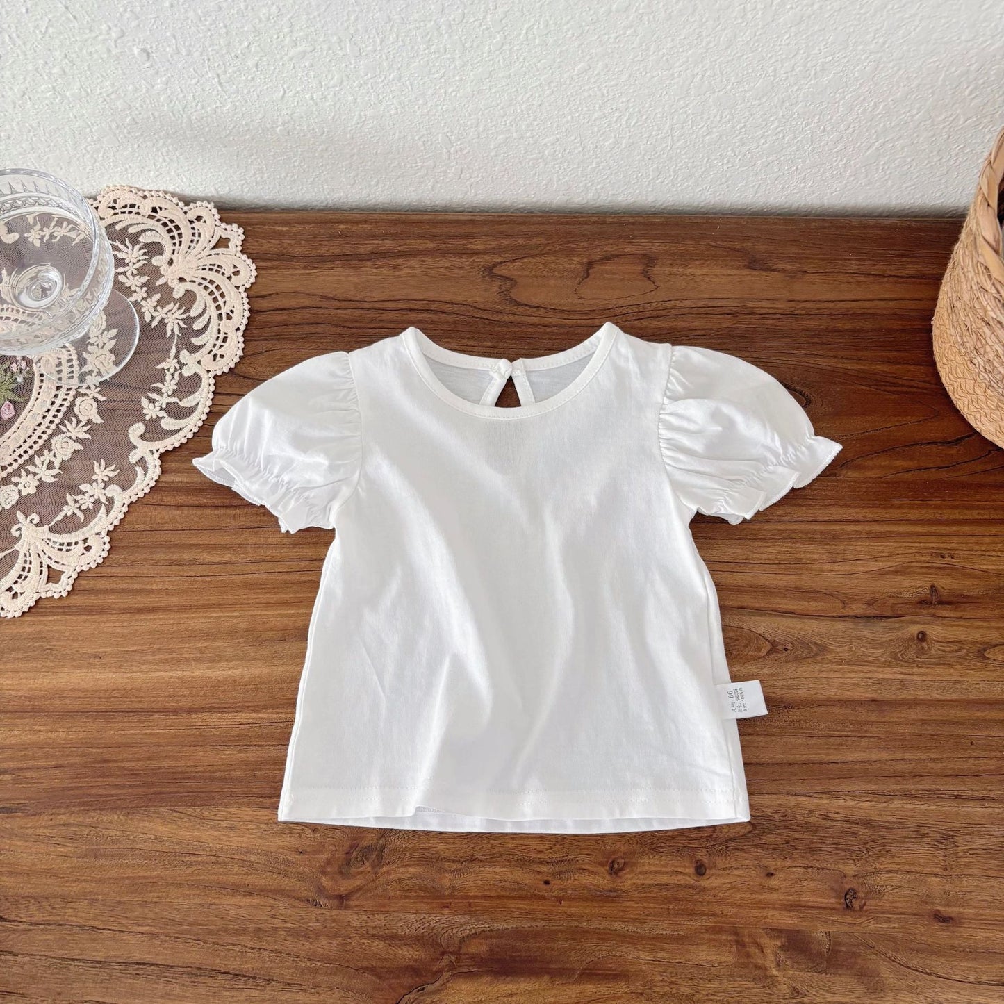 Summer Hot Selling Baby Girls Short Sleeves Solid Color T-shirt and Denim Skirt Clothing Set-3