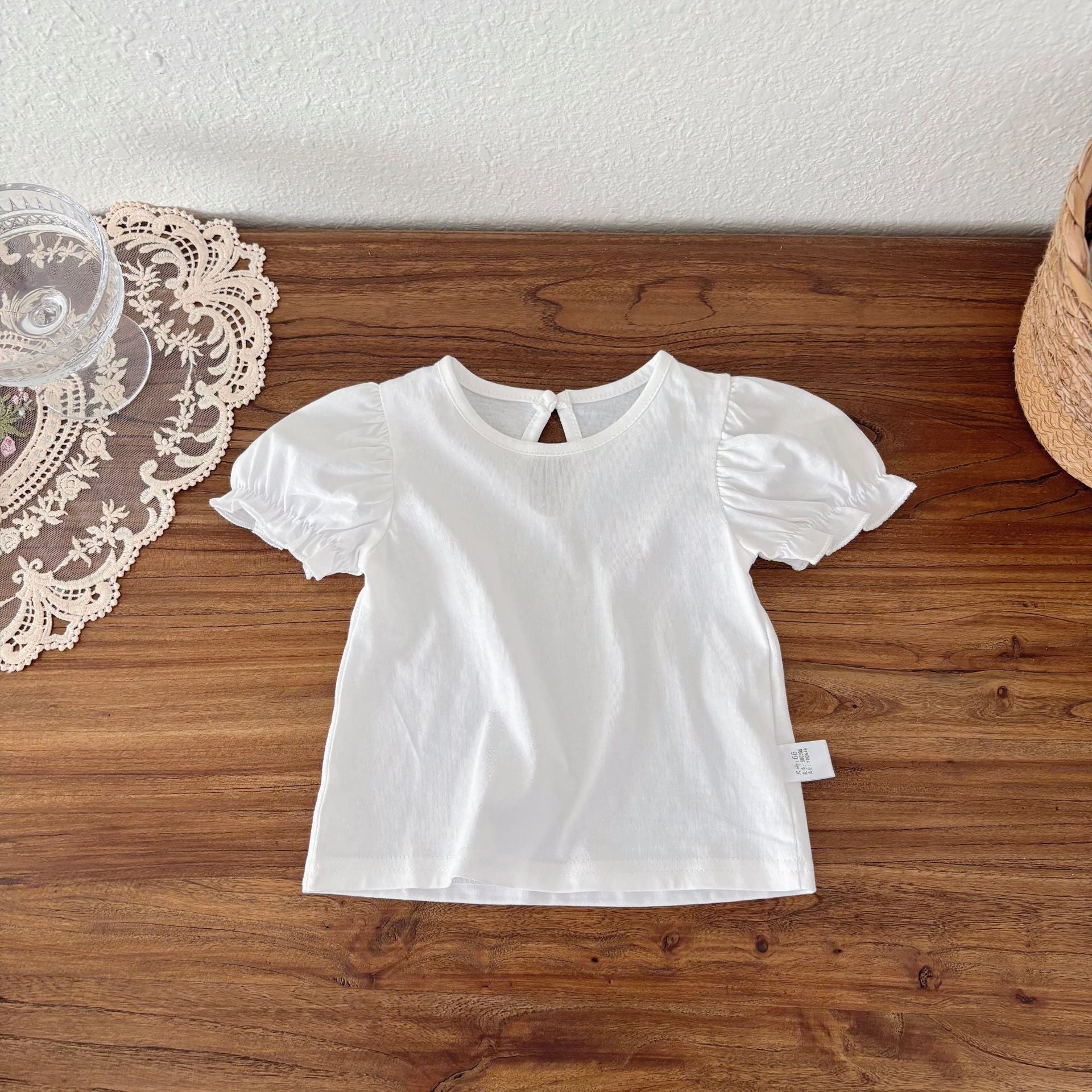 Summer Hot Selling Baby Girls Short Sleeves Solid Color T-shirt and Denim Skirt Clothing Set-3