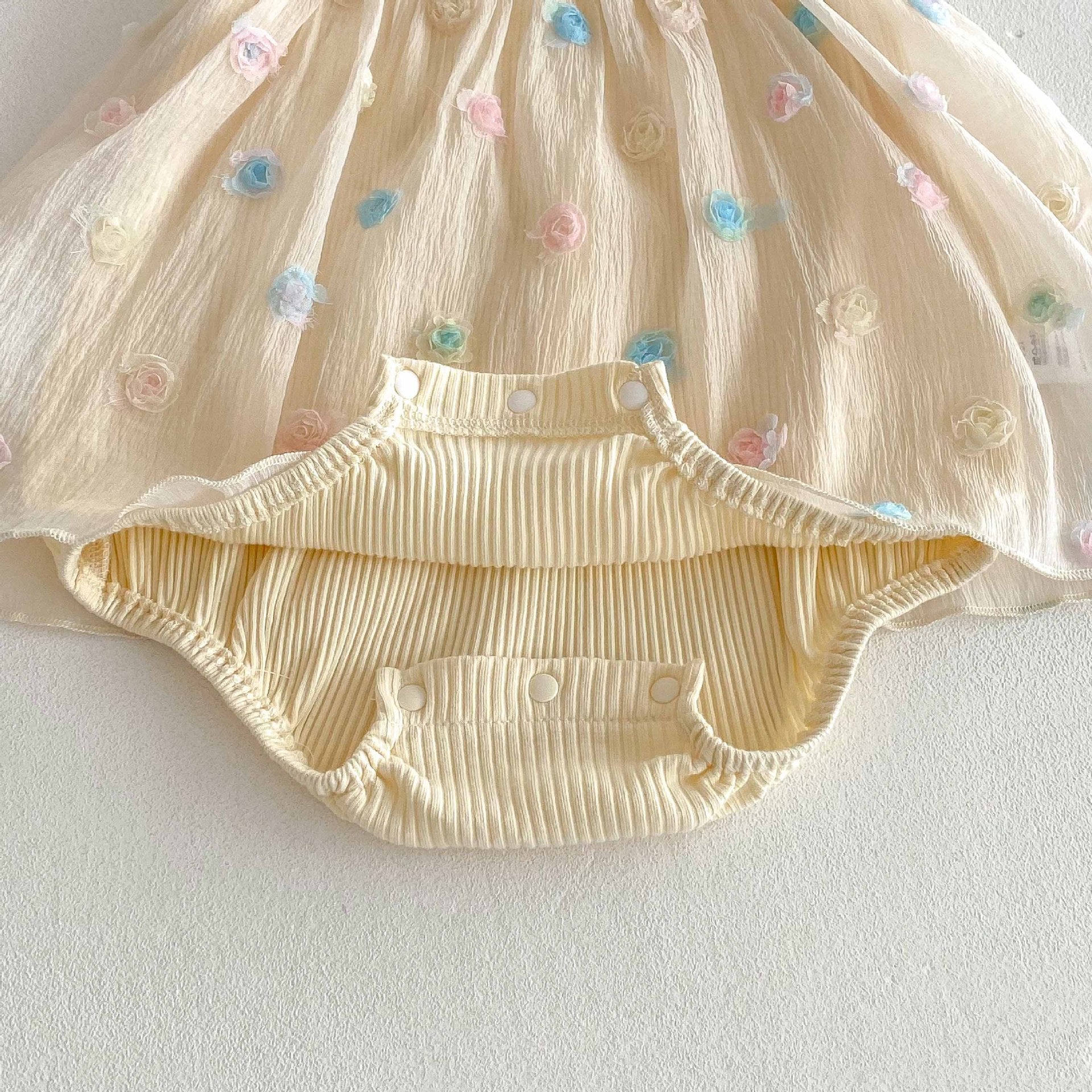 Summer Arrival Baby Girls Colorful Flowers Pattern Strap Onesies-3