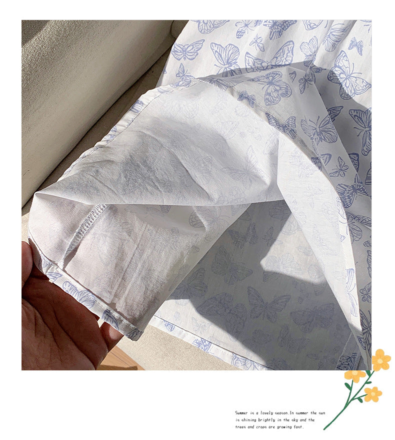 Summer Baby Kids Girls Short Sleeves Butterfly Pattern Printed Dress-3