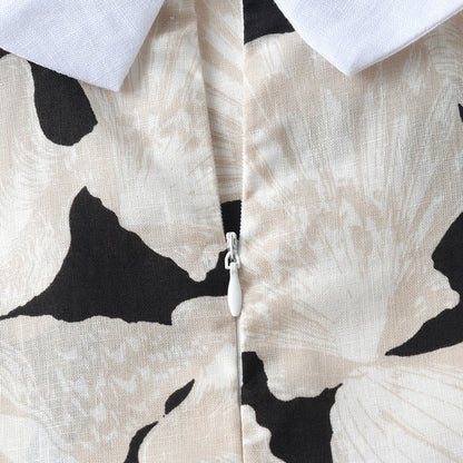 Arrival Summer Girls Sleeveless Peter Pan Collar Conch Pattern Thin Dress-3