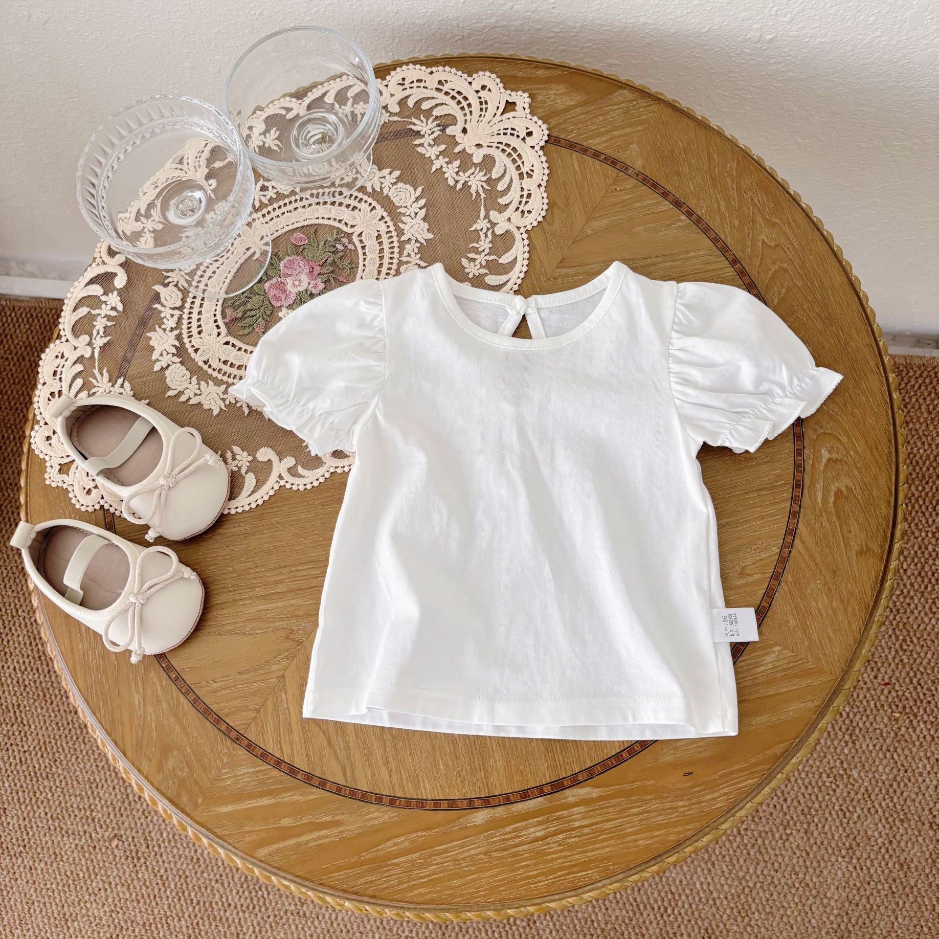 Summer Hot Selling Baby Girls Short Sleeves Solid Color T-shirt and Denim Skirt Clothing Set-1