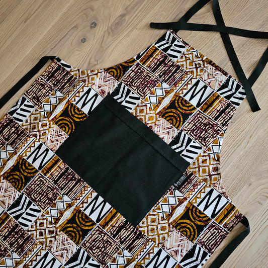 Handmade African Print Apron with Pocket | 100% African Print Fabric-1