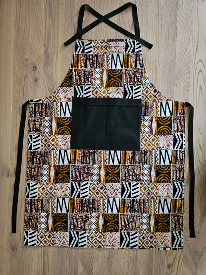 Handmade African Print Apron with Pocket | 100% African Print Fabric-0