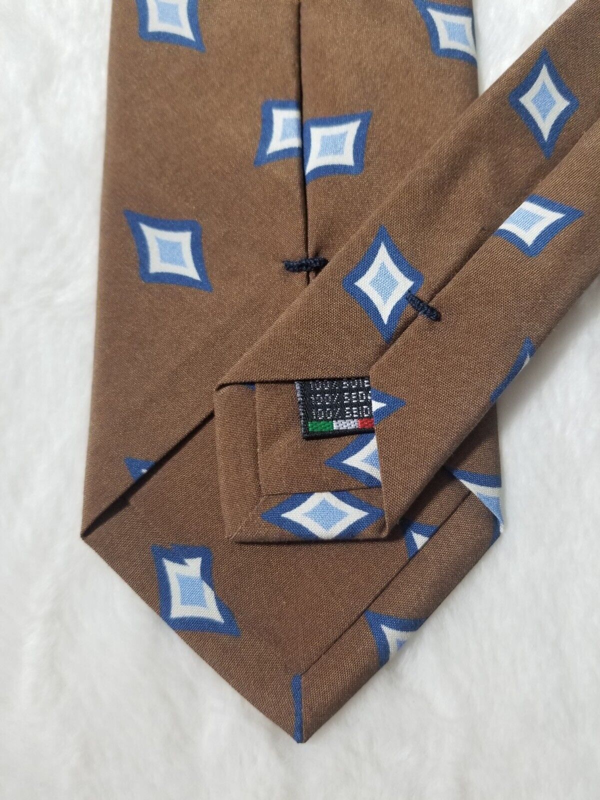 Brown Geometric Ancient Madder Silk Tie (Handmade in Italy)-2
