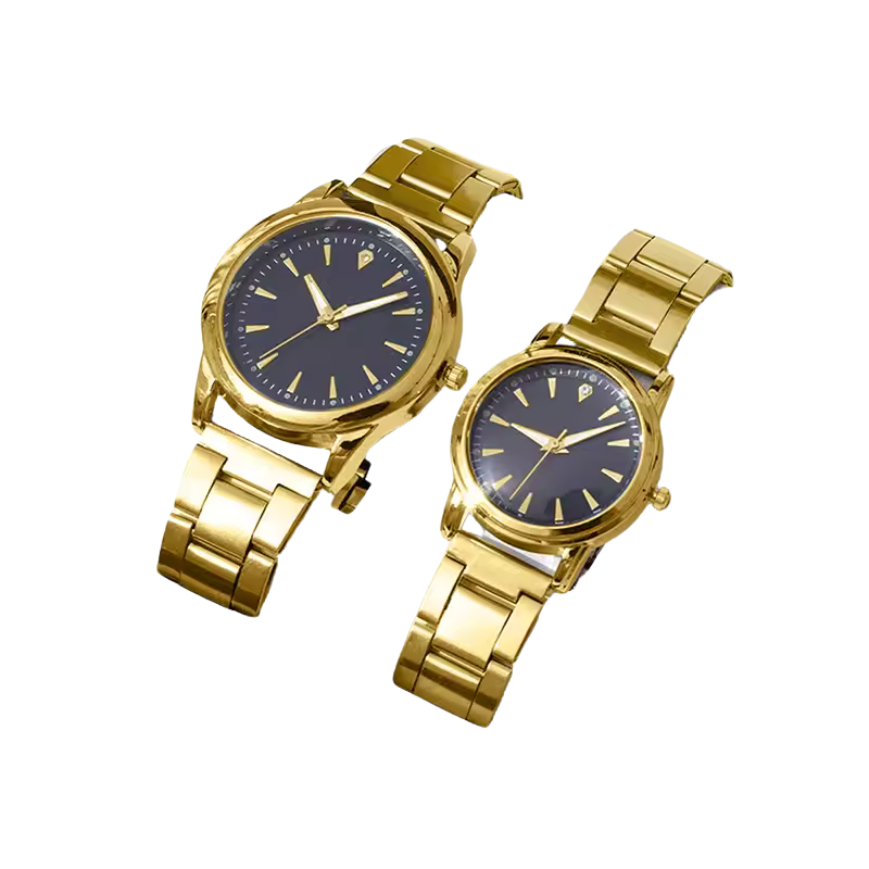 Couple Quartz Gold Watches Set-0