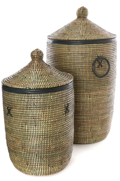 Black Hampers with Leather Trim - Sold Singly