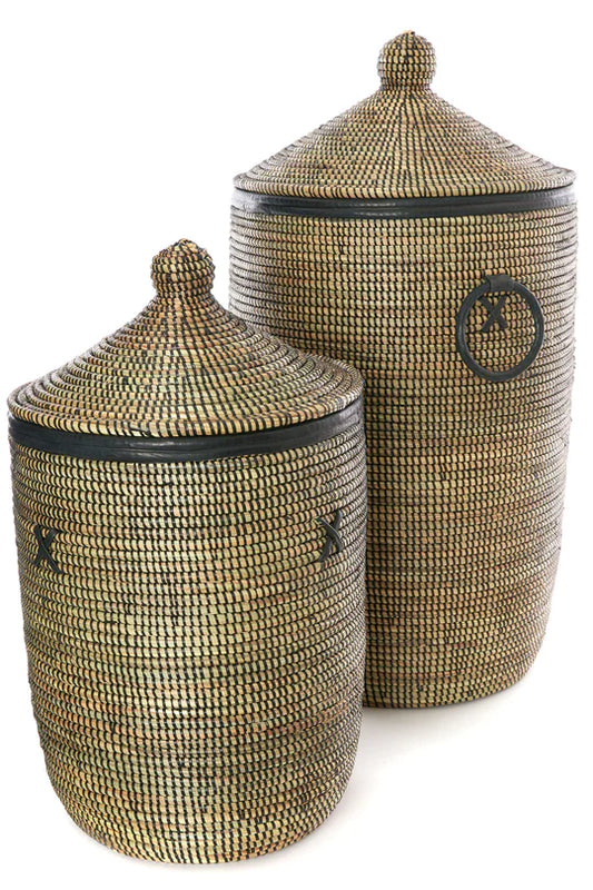 Black Hampers with Leather Trim - Sold Singly