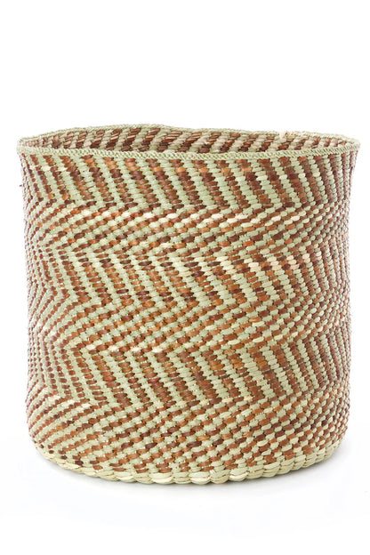 Brown & Natural Maila Milulu Reed Basket - Large, Set of (4)