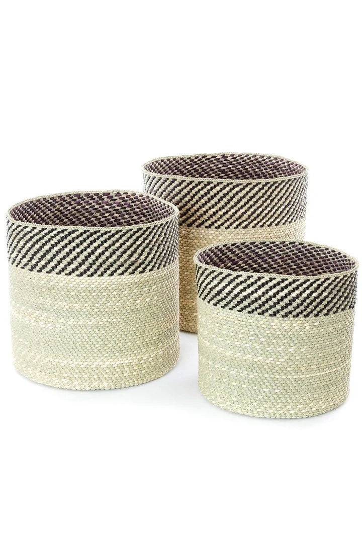 Black and Natural Kupanda Iringa Basket - Large, Set of (4)