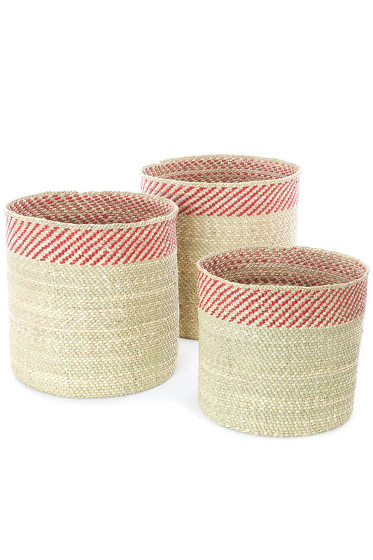 Berry and Natural Kupanda Iringa Basket - Medium, Set of (4)