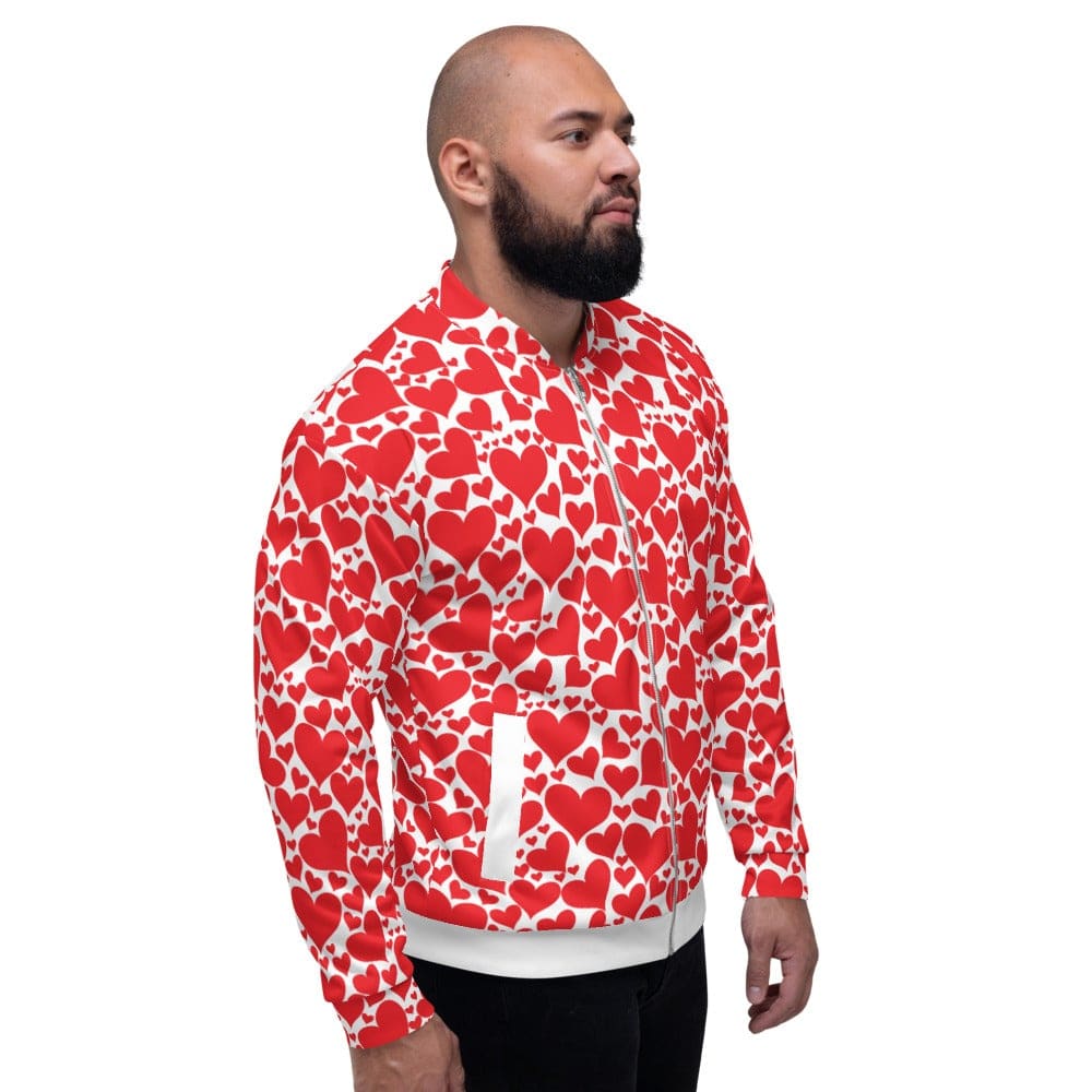 Mens Bomber Jacket / Love Red Hearts-2