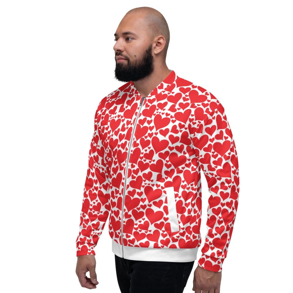 Mens Bomber Jacket / Love Red Hearts-3