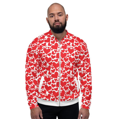 Mens Bomber Jacket / Love Red Hearts-0