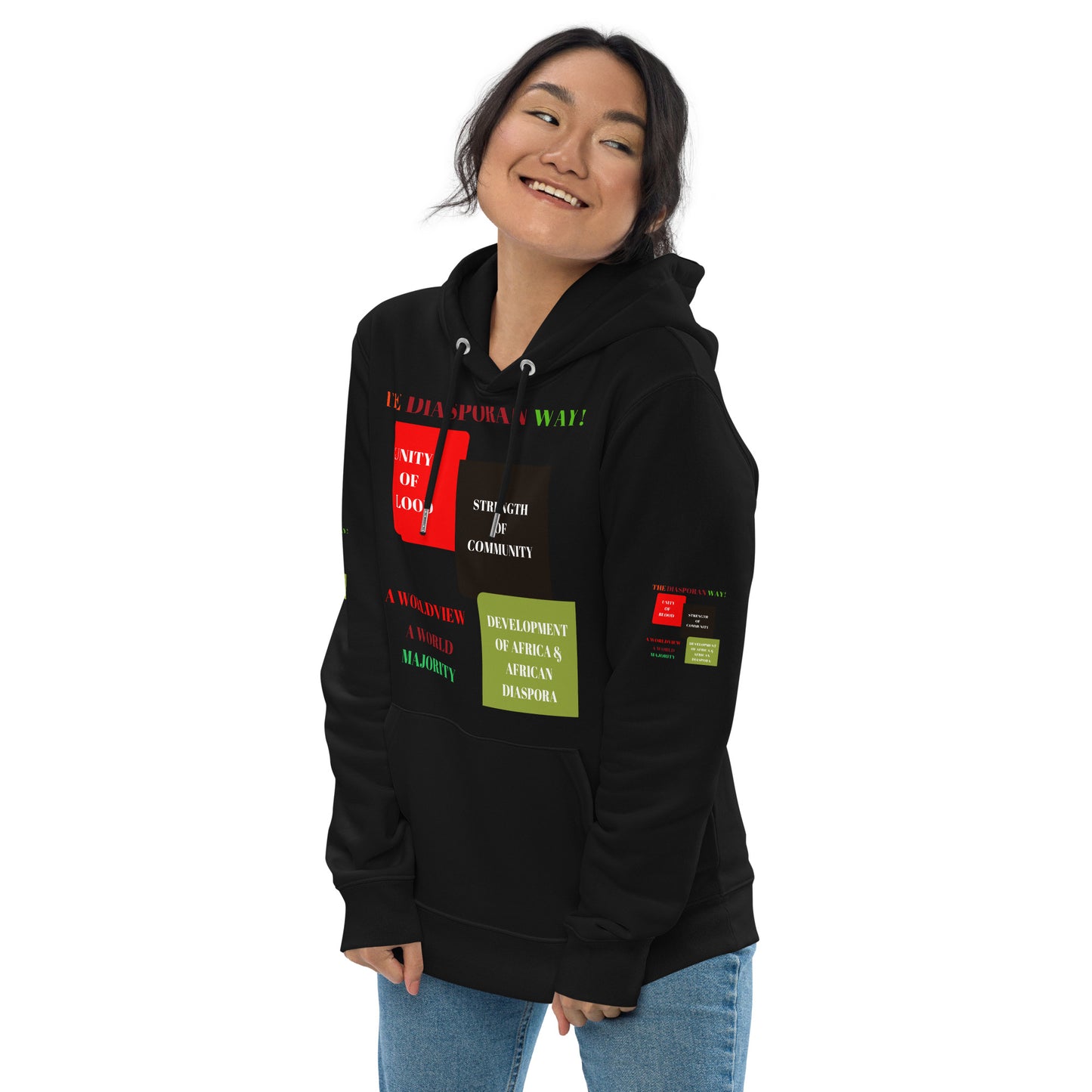 RED, BLACK, GREEN COLORS MEAN Unisex Essential Eco Hoodie by SobG Designs