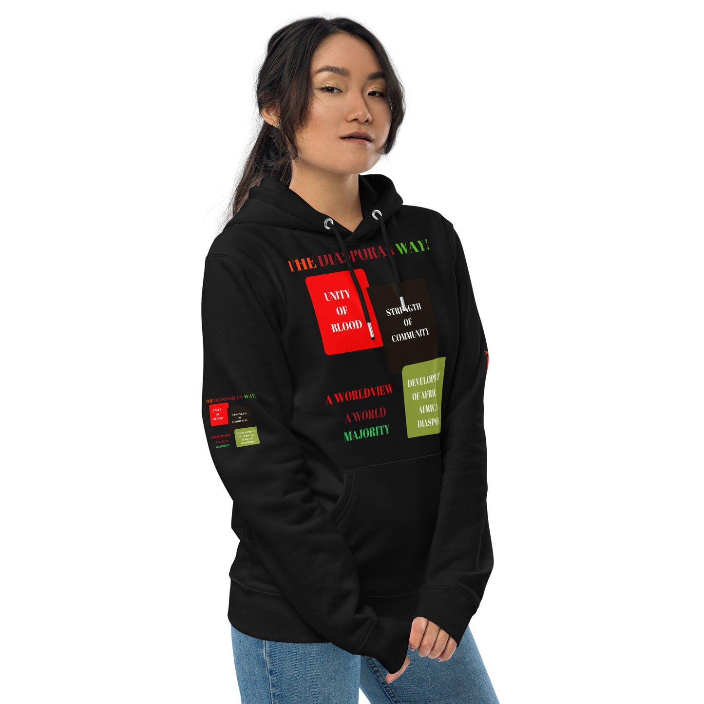 RED, BLACK, GREEN COLORS MEAN Unisex Essential Eco Hoodie by SobG Designs