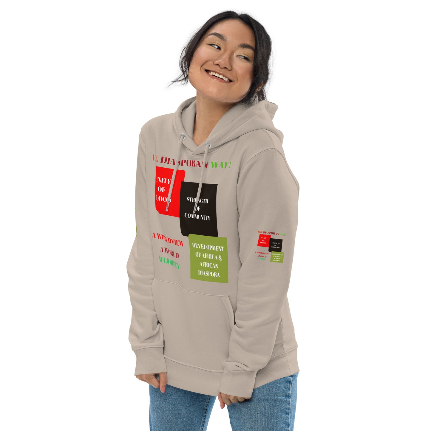 RED, BLACK, GREEN COLORS MEAN Unisex Essential Eco Hoodie by SobG Designs