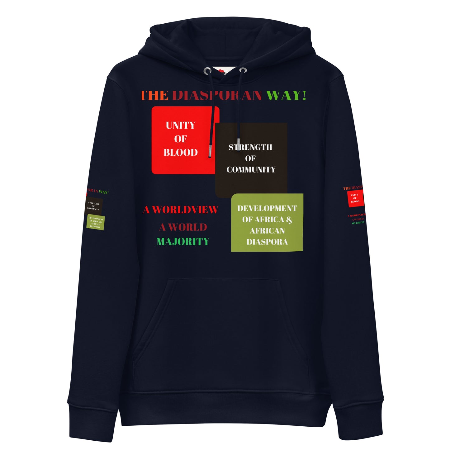 RED, BLACK, GREEN COLORS MEAN Unisex Essential Eco Hoodie by SobG Designs