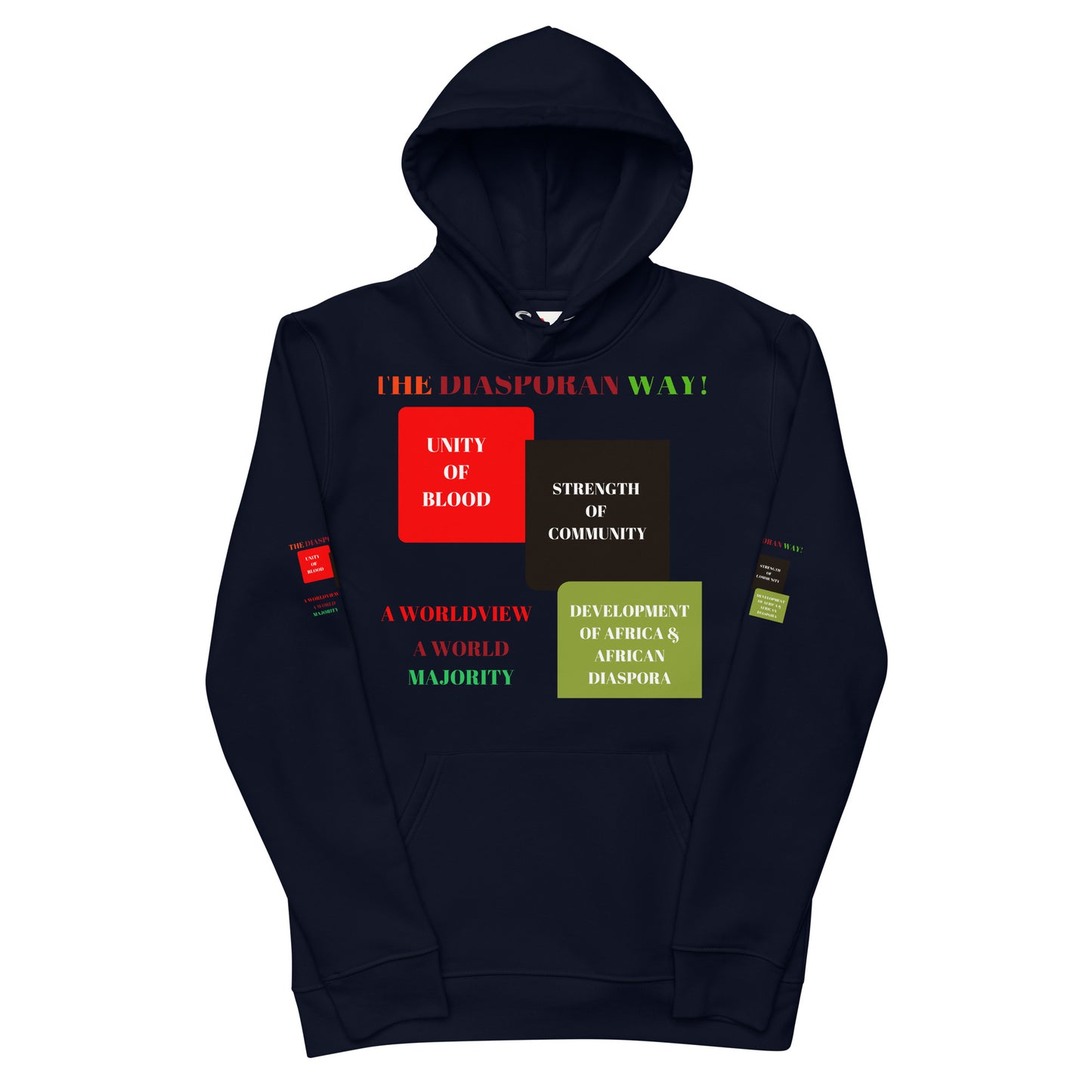 RED, BLACK, GREEN COLORS MEAN Unisex Essential Eco Hoodie by SobG Designs