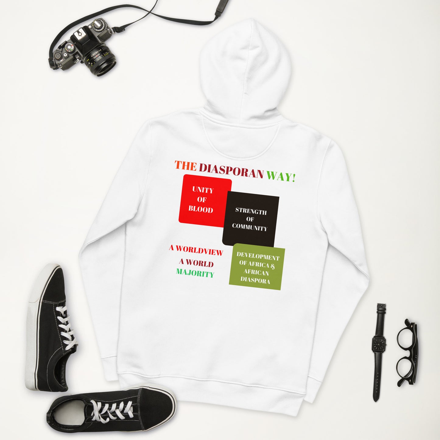 RED, BLACK, GREEN COLORS MEAN Unisex Essential Eco Hoodie by SobG Designs