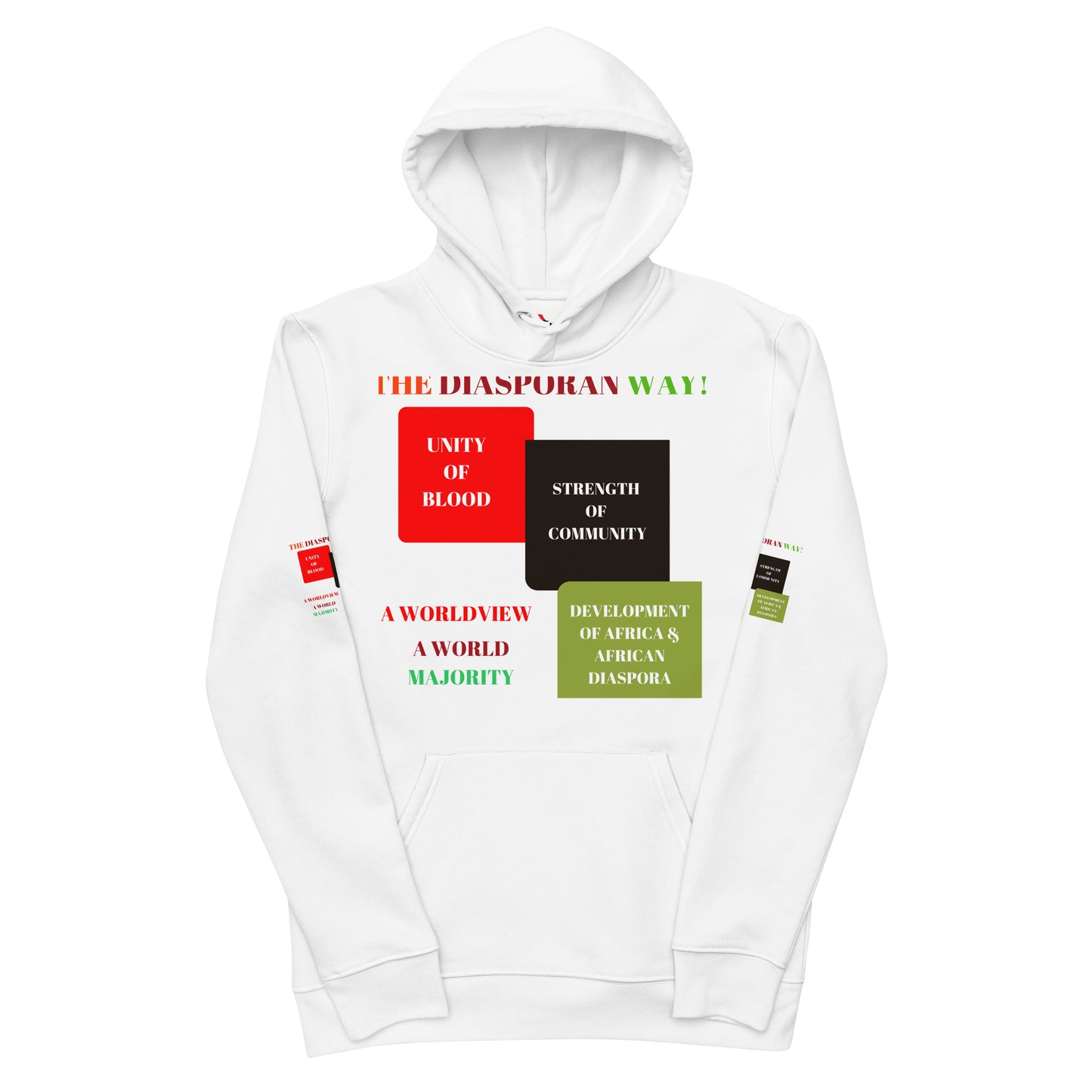 RED, BLACK, GREEN COLORS MEAN Unisex Essential Eco Hoodie by SobG Designs