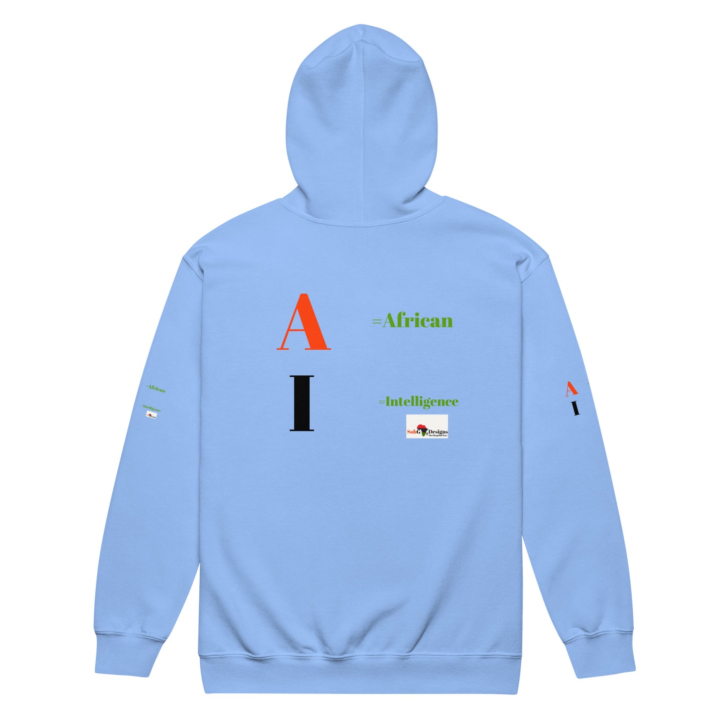 AI = African Intelligence Unisex Heavy Blend Zip Hoodie by SobG Designs